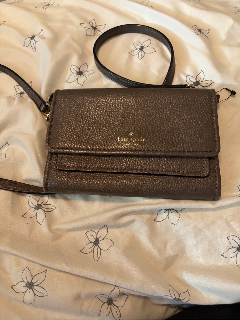 kate spade Chocolate Brown Pebbled Leather Crossbody Bag